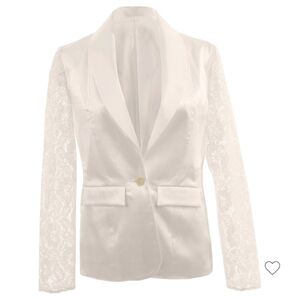 Elegant White Lace Sleeve Blazer